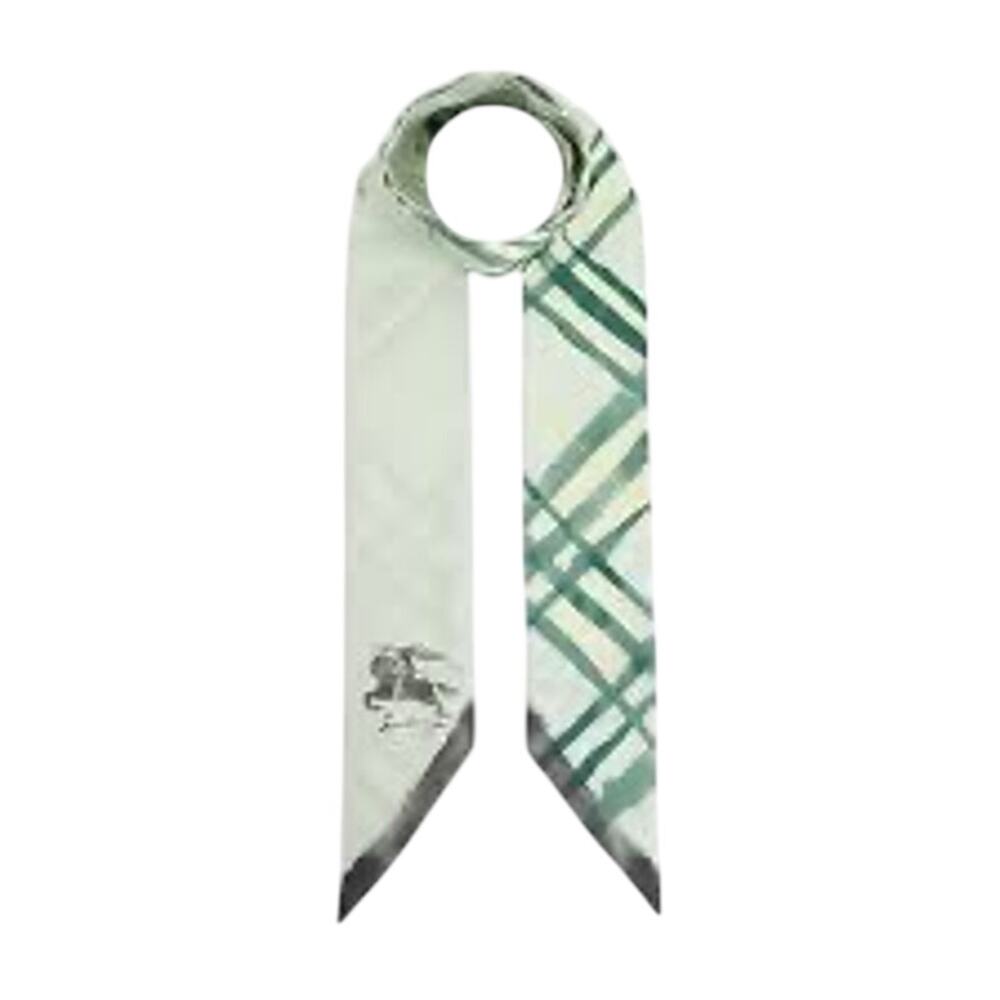 Burberry NWT Skinny Watercolor Check Silk Scarf in Light Green